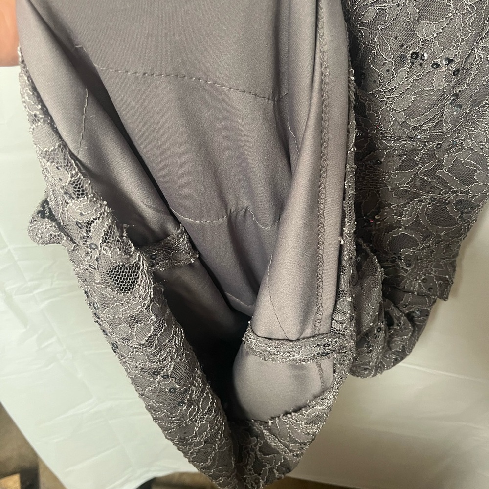 Scarlett Lace V-Neck Midi Dress in Gray - Picture 5 of 8